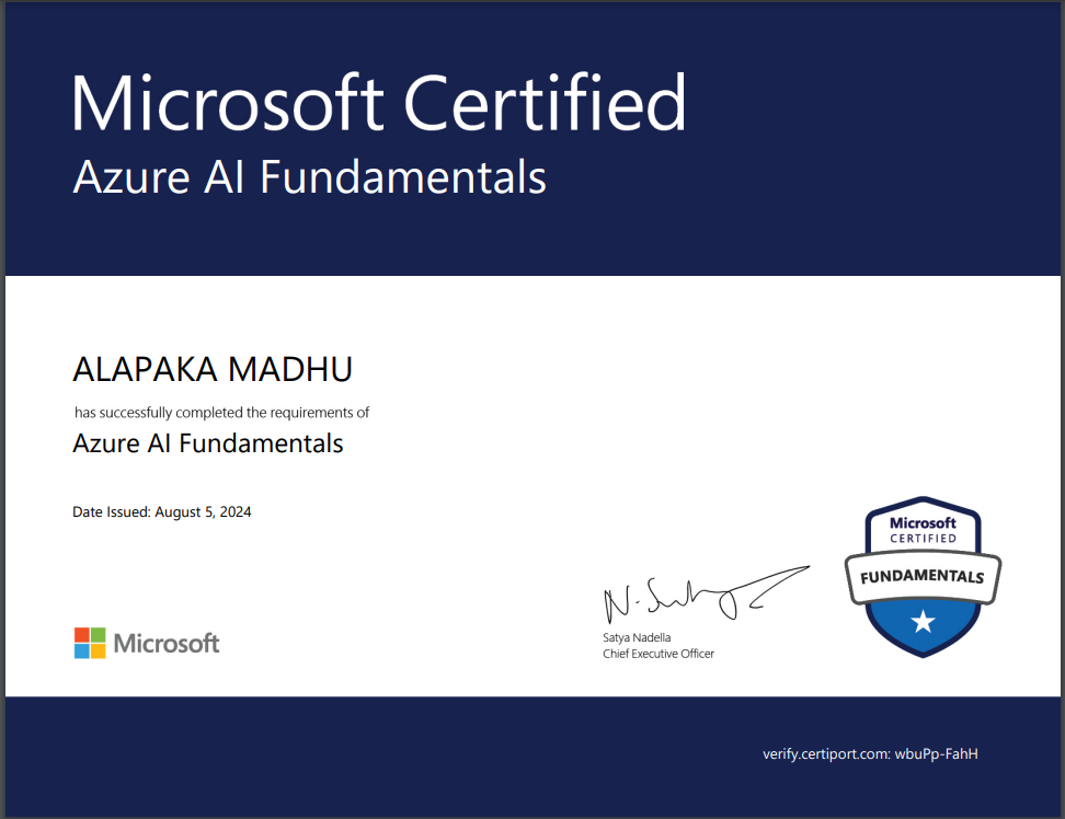 AI-900 Azure Certificate